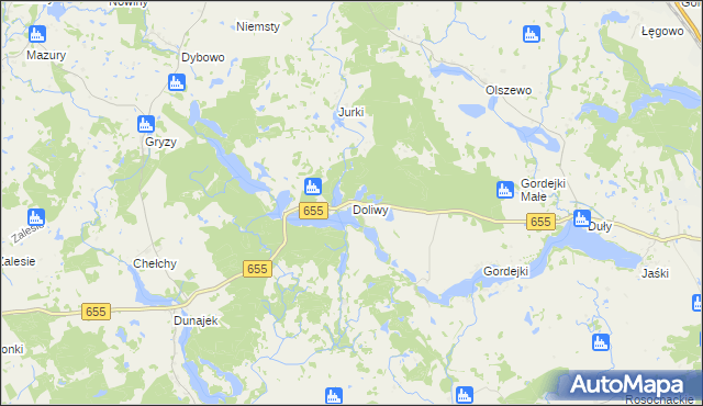 mapa Doliwy gmina Olecko, Doliwy gmina Olecko na mapie Targeo