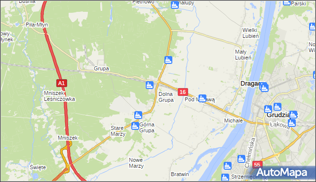 mapa Dolna Grupa, Dolna Grupa na mapie Targeo