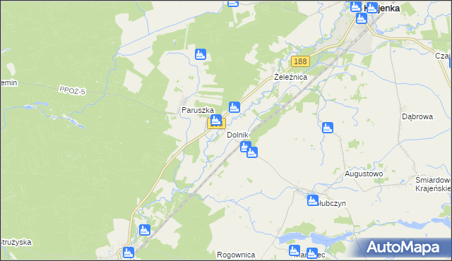 mapa Dolnik gmina Krajenka, Dolnik gmina Krajenka na mapie Targeo
