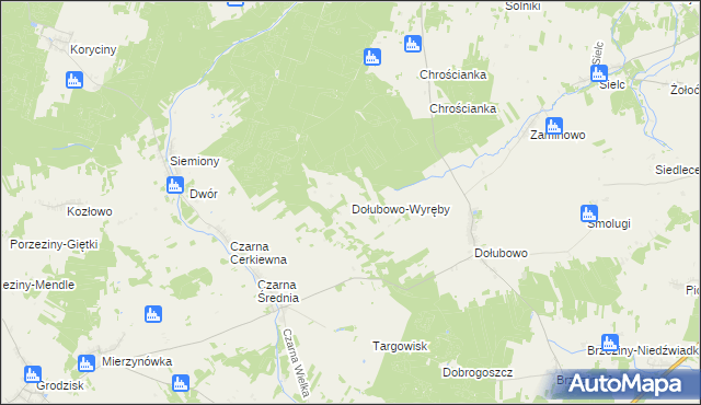 mapa Dołubowo-Wyręby, Dołubowo-Wyręby na mapie Targeo