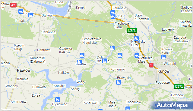 mapa Doły Biskupie, Doły Biskupie na mapie Targeo