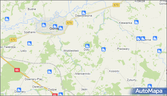 mapa Doły gmina Goniądz, Doły gmina Goniądz na mapie Targeo