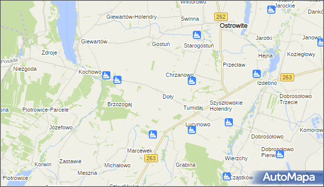 mapa Doły gmina Ostrowite, Doły gmina Ostrowite na mapie Targeo