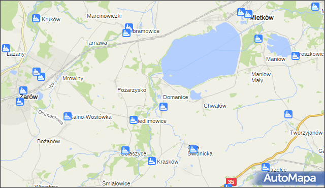 mapa Domanice gmina Mietków, Domanice gmina Mietków na mapie Targeo