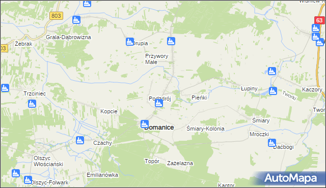 mapa Domanice-Kolonia, Domanice-Kolonia na mapie Targeo