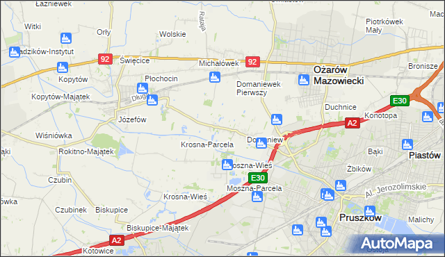 mapa Domaniewek gmina Brwinów, Domaniewek gmina Brwinów na mapie Targeo