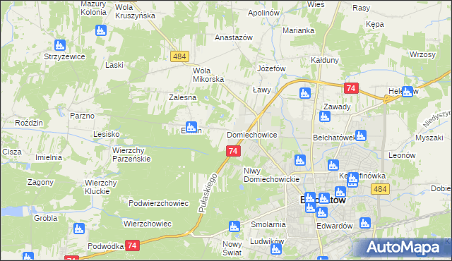 mapa Domiechowice, Domiechowice na mapie Targeo