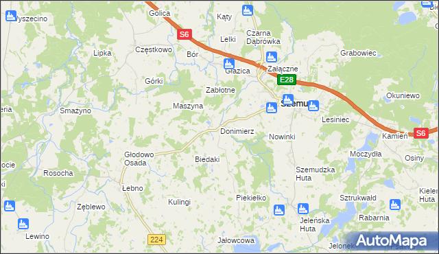 mapa Donimierz gmina Szemud, Donimierz gmina Szemud na mapie Targeo