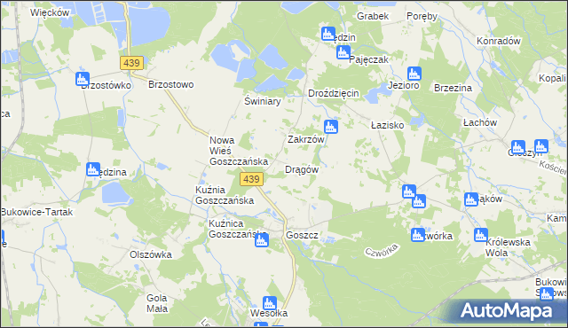 mapa Drągów, Drągów na mapie Targeo