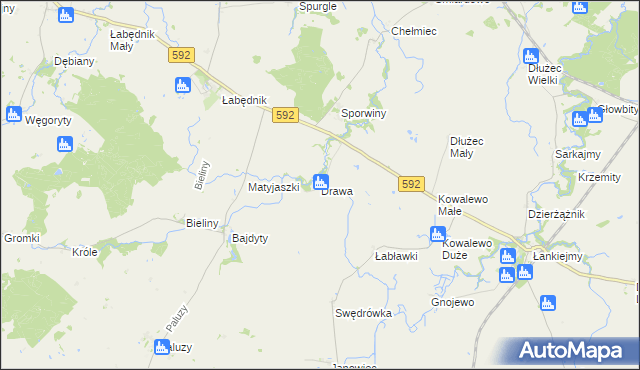 mapa Drawa, Drawa na mapie Targeo