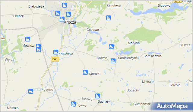 mapa Drążno gmina Mrocza, Drążno gmina Mrocza na mapie Targeo