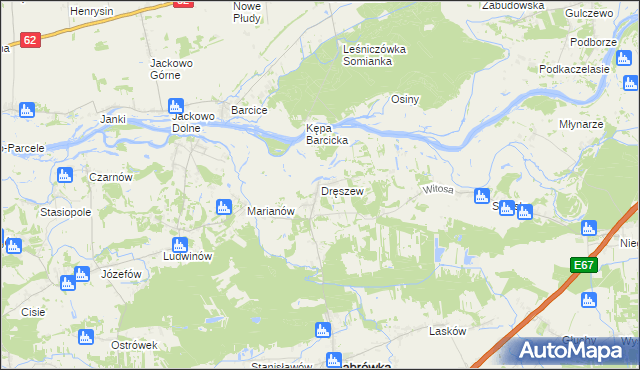 mapa Dręszew, Dręszew na mapie Targeo