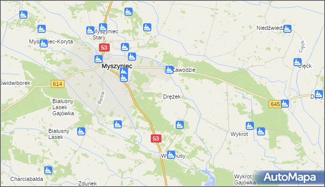 mapa Drężek, Drężek na mapie Targeo