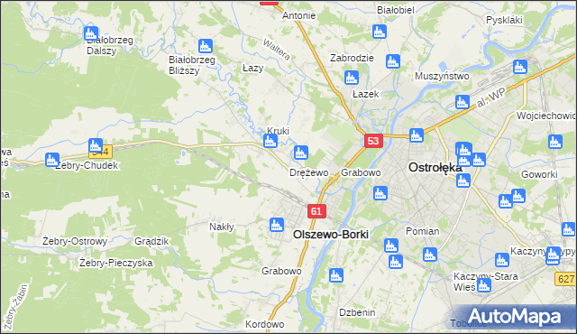 mapa Drężewo, Drężewo na mapie Targeo
