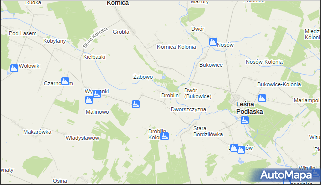 mapa Droblin gmina Leśna Podlaska, Droblin gmina Leśna Podlaska na mapie Targeo