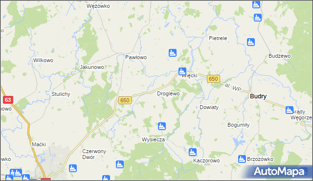 mapa Droglewo, Droglewo na mapie Targeo