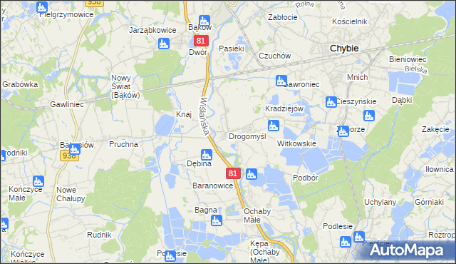 mapa Drogomyśl, Drogomyśl na mapie Targeo