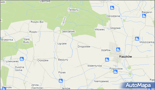 mapa Drogosław gmina Raszków, Drogosław gmina Raszków na mapie Targeo