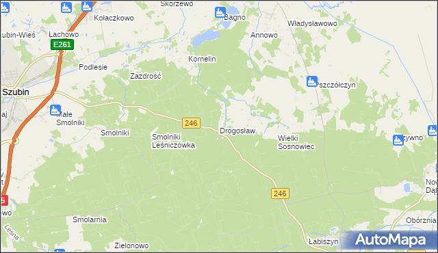 mapa Drogosław gmina Szubin, Drogosław gmina Szubin na mapie Targeo