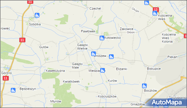 mapa Droszew, Droszew na mapie Targeo
