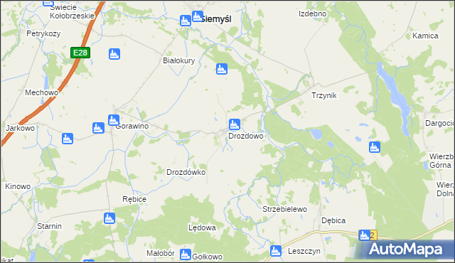 mapa Drozdowo gmina Rymań, Drozdowo gmina Rymań na mapie Targeo