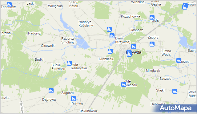 mapa Drożdżak, Drożdżak na mapie Targeo