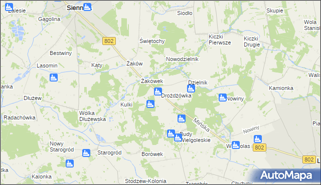 mapa Drożdżówka, Drożdżówka na mapie Targeo