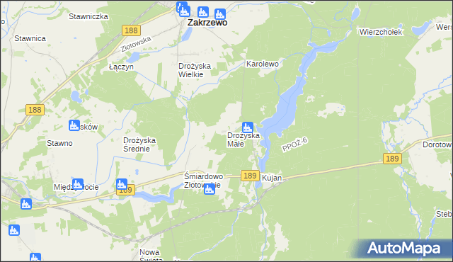 mapa Drożyska Małe, Drożyska Małe na mapie Targeo