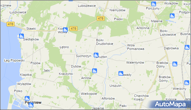 mapa Drużbin, Drużbin na mapie Targeo