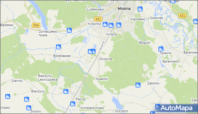mapa Drużyna, Drużyna na mapie Targeo