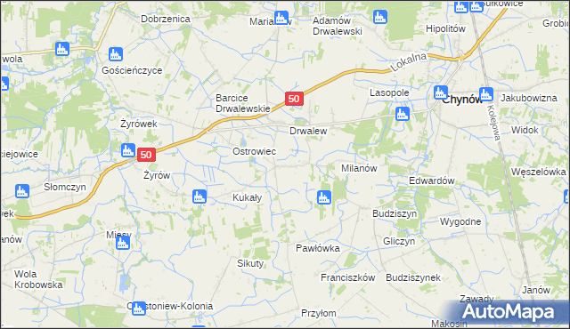 mapa Drwalewice gmina Chynów, Drwalewice gmina Chynów na mapie Targeo