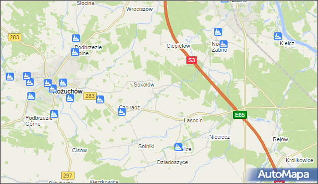 mapa Drwalewice gmina Kożuchów, Drwalewice gmina Kożuchów na mapie Targeo