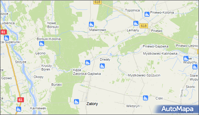 mapa Drwały gmina Zatory, Drwały gmina Zatory na mapie Targeo