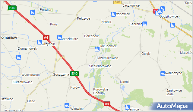 mapa Drzemlikowice, Drzemlikowice na mapie Targeo