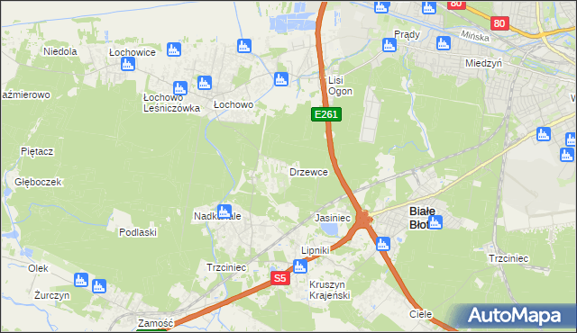 mapa Drzewce gmina Białe Błota, Drzewce gmina Białe Błota na mapie Targeo