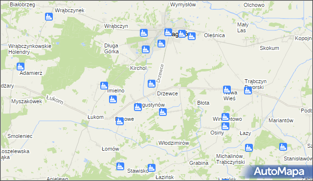 mapa Drzewce gmina Zagórów, Drzewce gmina Zagórów na mapie Targeo