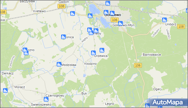 mapa Drzewica gmina Golczewo, Drzewica gmina Golczewo na mapie Targeo