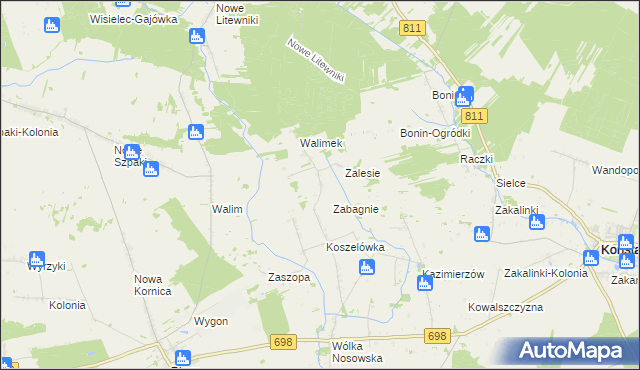 mapa Dubicze gmina Stara Kornica, Dubicze gmina Stara Kornica na mapie Targeo