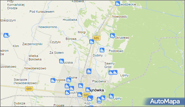 mapa Dubiny, Dubiny na mapie Targeo