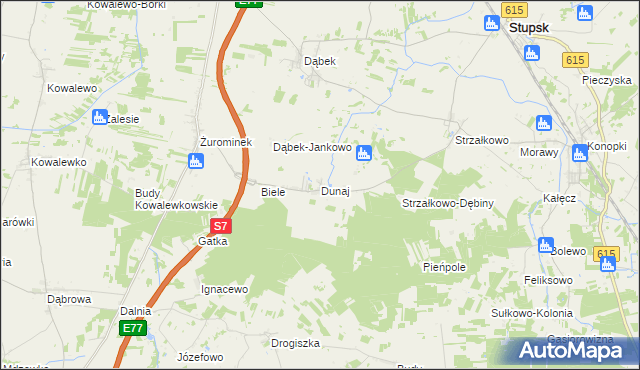 mapa Dunaj gmina Stupsk, Dunaj gmina Stupsk na mapie Targeo