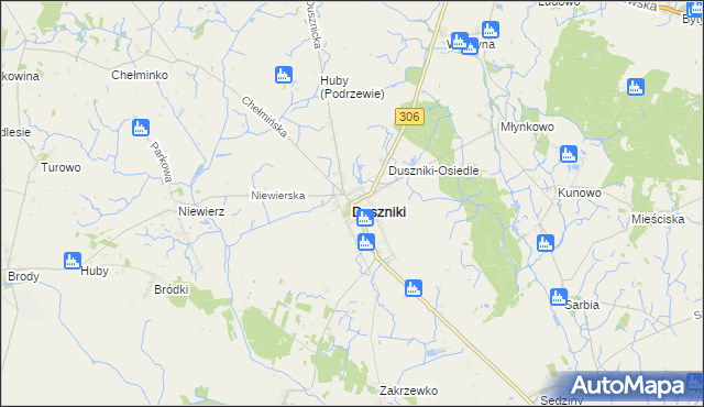 mapa Duszniki powiat szamotulski, Duszniki powiat szamotulski na mapie Targeo