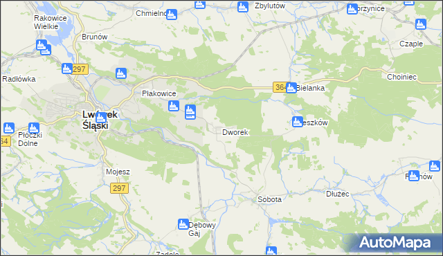 mapa Dworek gmina Lwówek Śląski, Dworek gmina Lwówek Śląski na mapie Targeo