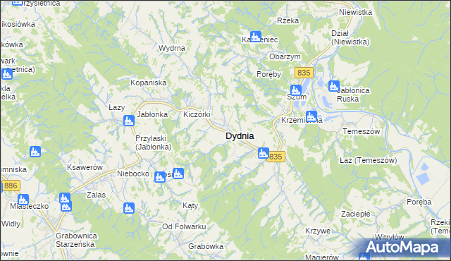 mapa Dydnia, Dydnia na mapie Targeo