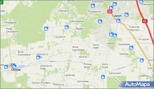 mapa Dylew gmina Tuszyn, Dylew gmina Tuszyn na mapie Targeo