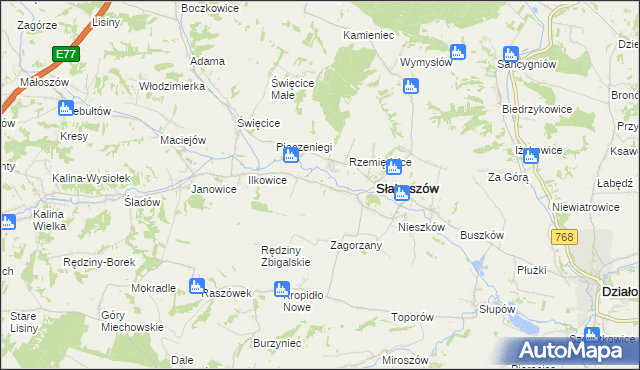 mapa Dziaduszyce, Dziaduszyce na mapie Targeo