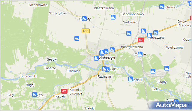 mapa Działoszyn powiat pajęczański, Działoszyn powiat pajęczański na mapie Targeo