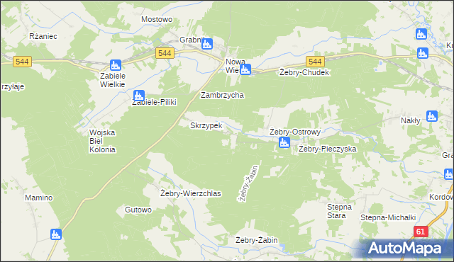 mapa Działyń gmina Olszewo-Borki, Działyń gmina Olszewo-Borki na mapie Targeo