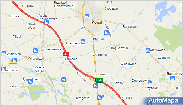 mapa Dziardonice, Dziardonice na mapie Targeo