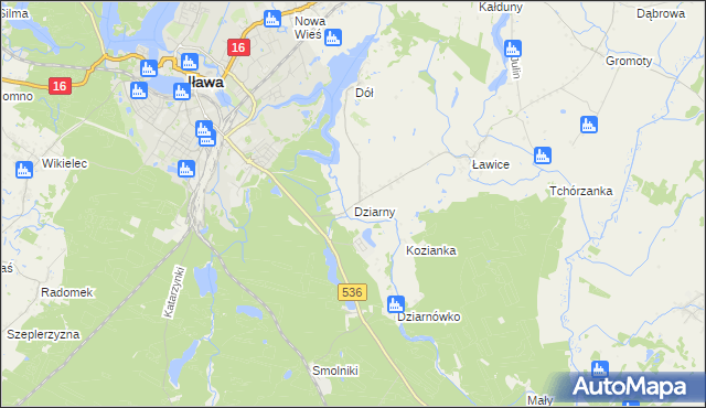 mapa Dziarny, Dziarny na mapie Targeo