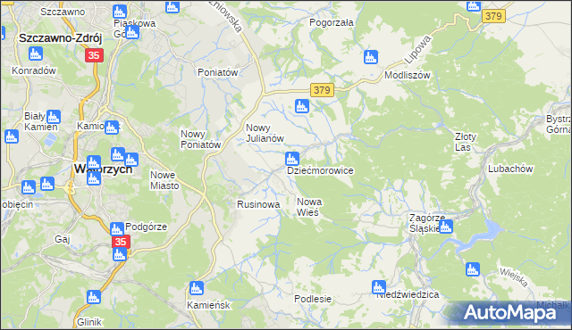 mapa Dziećmorowice, Dziećmorowice na mapie Targeo